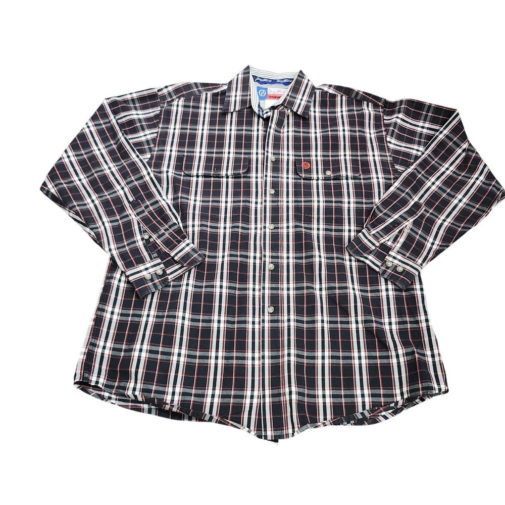 Wrangler George Strait Shirt Mens XL Black Plaid Long Sleeve Snap Western Casual